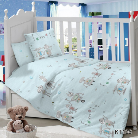 Детское постельное бельё сатин для детских кроваток - ЛТМ - Baby Time Роботы                                  