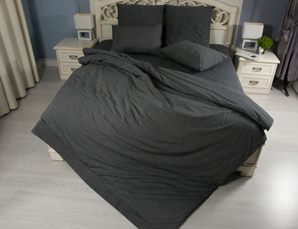 Простыня из варёного хлопка 150 х 220 - М - Matte Dark Grey   