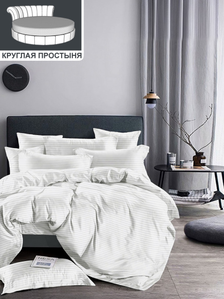 Простыня круглая страйп микрофибра резинка 200х200х30 - "Альбелла" 1х1                                                                                